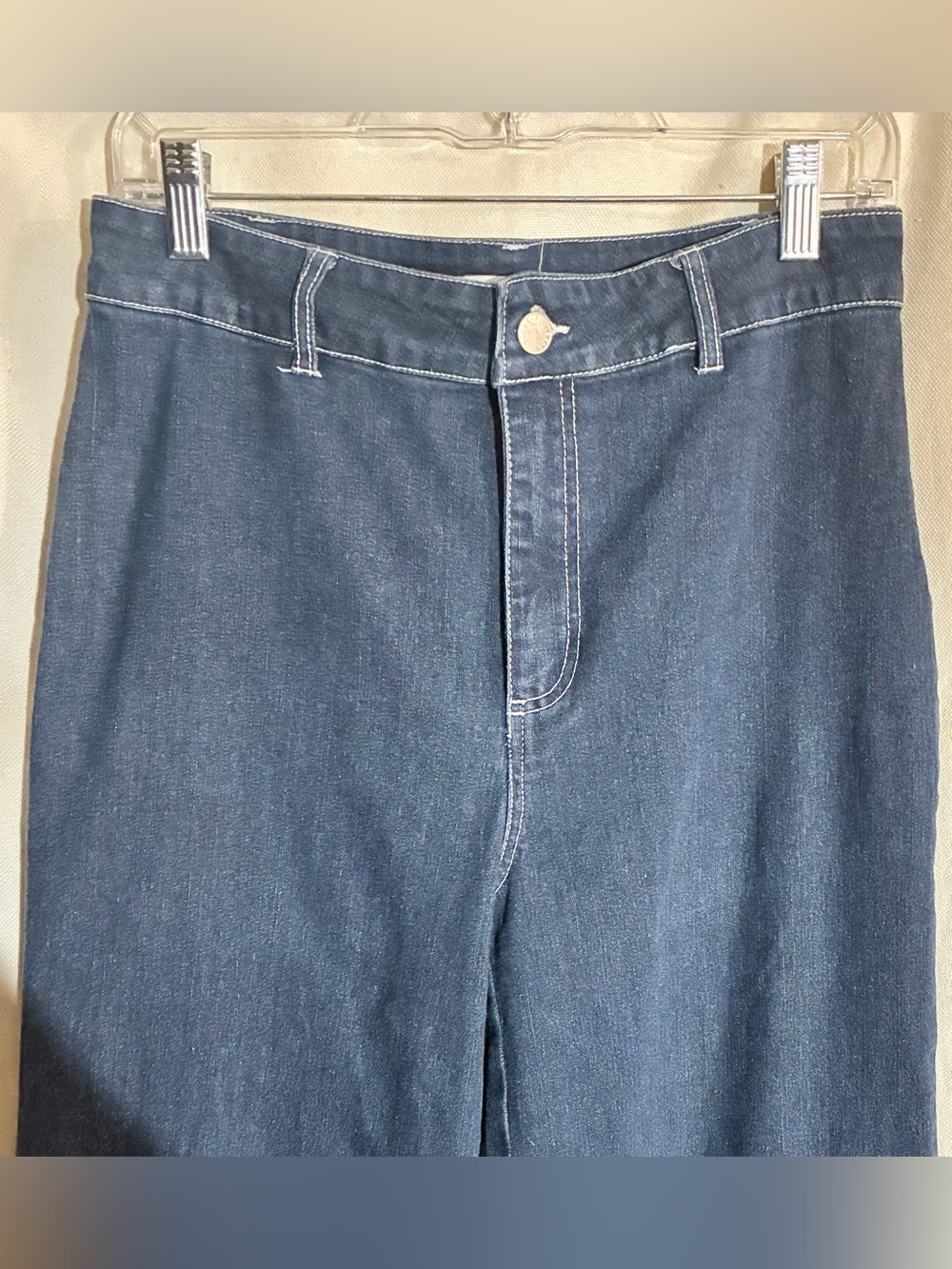 Avec Les Filles High Rise Jeans Sz 29 Dark Wash 30x30 wide Leg Trendy Stretch - Picture 10 of 11
